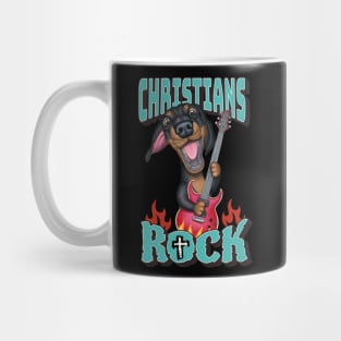 Funny Doxie shirt with great amazing Christians Rock Mug